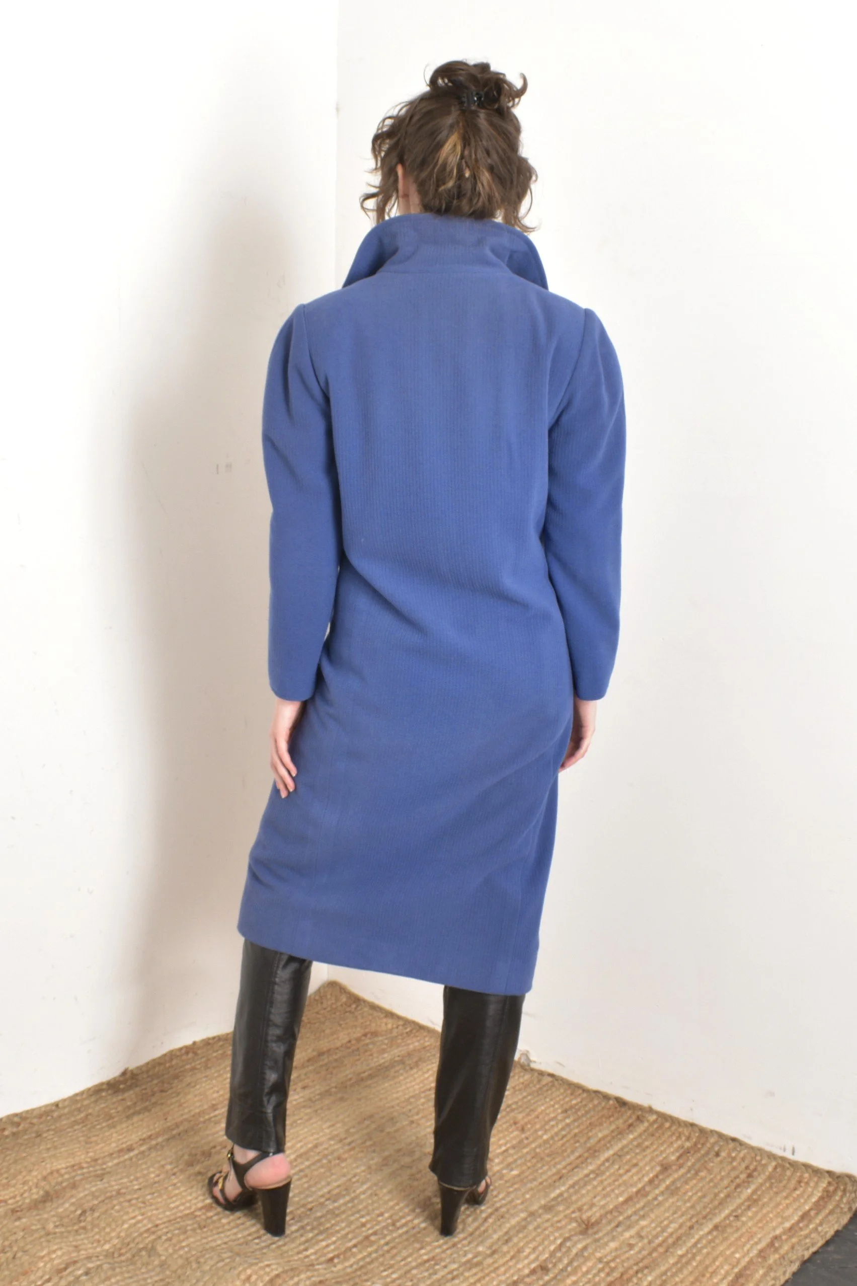 1980s Chloé Blue Wool Coat-S/M — La Poubelle Vintage